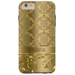 Elegant Metallic Gold Damasks &amp; Lace Tough iPhone 6 Plus Case