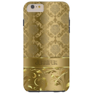 Elegant Metallic Gold Damasks & Lace Tough iPhone 6 Plus Case