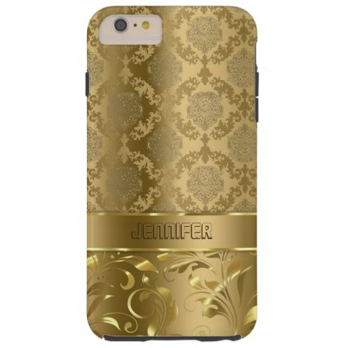 Elegant Metallic Gold Damasks  Lace Tough iPhone 6 Plus Case
