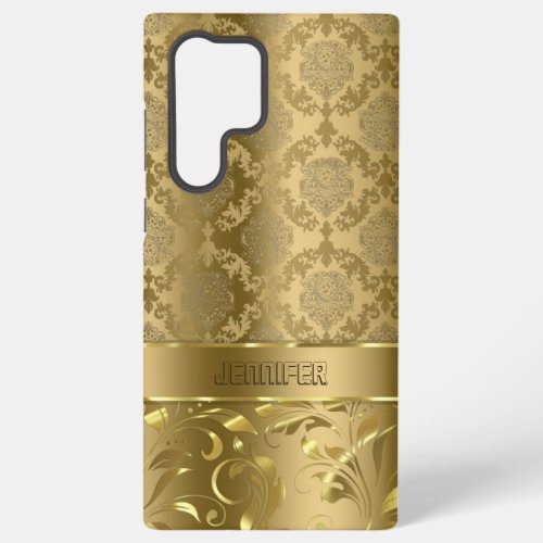 Elegant Metallic Gold Damasks  Lace  Samsung Galaxy S22 Ultra Case