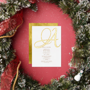 Elegant Metallic Gold Foil Initial Bridal Shower  Invitation