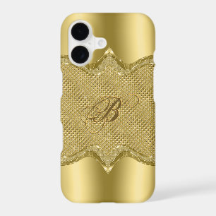 Elegant Metallic Gold Print With Diamonds Pattern iPhone 17 Case