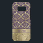 Elegant Metallic Gold & Purple Floral Lace Pattern Uncommon Samsung Galaxy S8 Case<br><div class="desc">Elegant metallic gold floral damasks on dark purple background. Custom monogram.</div>