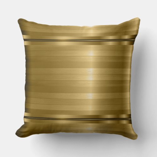 Elegant Metallic Gold Stripes Throw Pillow