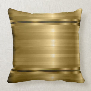 Elegant Metallic Gold Stripes Throw Pillow
