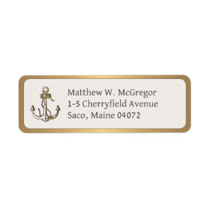 Elegant Metallic Gold Vintage Anchor Gold Border Label
