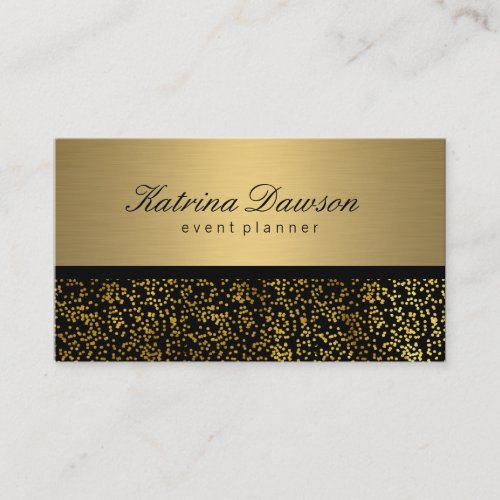 Elegant Metallic Gold with Gold Confetti Business Card