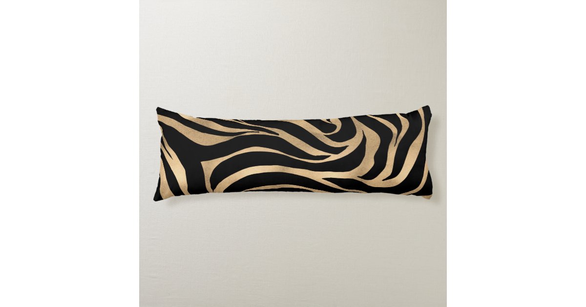 Elegant Metallic Gold Zebra Black Animal Print Body Pillow Zazzle