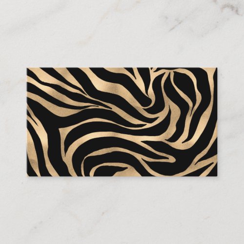 Elegant Metallic Gold Zebra Black Animal Print Business Card