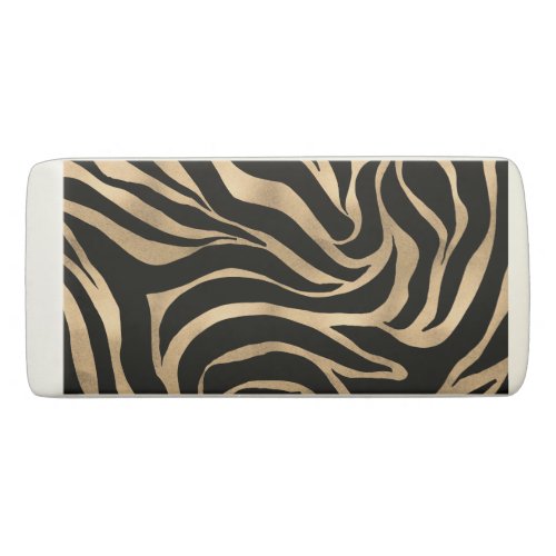 Elegant Metallic Gold Zebra Black Animal Print Eraser