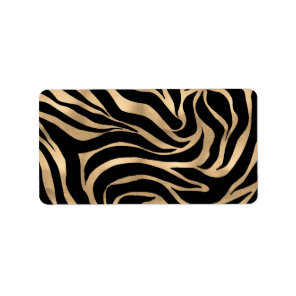 Elegant Metallic Gold Zebra Black Animal Print Label