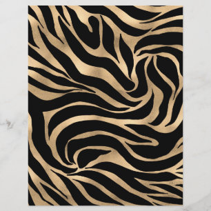 Elegant Metallic Gold Zebra Black Animal Print Letterhead
