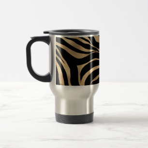 Elegant Metallic Gold Zebra Black Animal Print Travel Mug