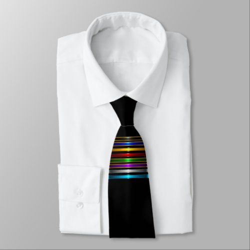 Elegant Metallic Gradient Stripes Design Neck Tie