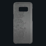 Elegant Metallic Gray & Black Paisley Lace Uncommon Samsung Galaxy S8 Case<br><div class="desc">Elegant gray metallic background brushed aluminum look black floral paisley lace. Customizable monogram. Several version on this design with different lace position.</div>