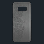 Elegant Metallic Gray & Black Paisley Lace Uncommon Samsung Galaxy S8 Case<br><div class="desc">Elegant gray metallic background brushed aluminum look black floral paisley lace. Customizable monogram. Several version on this design with different lace position.</div>