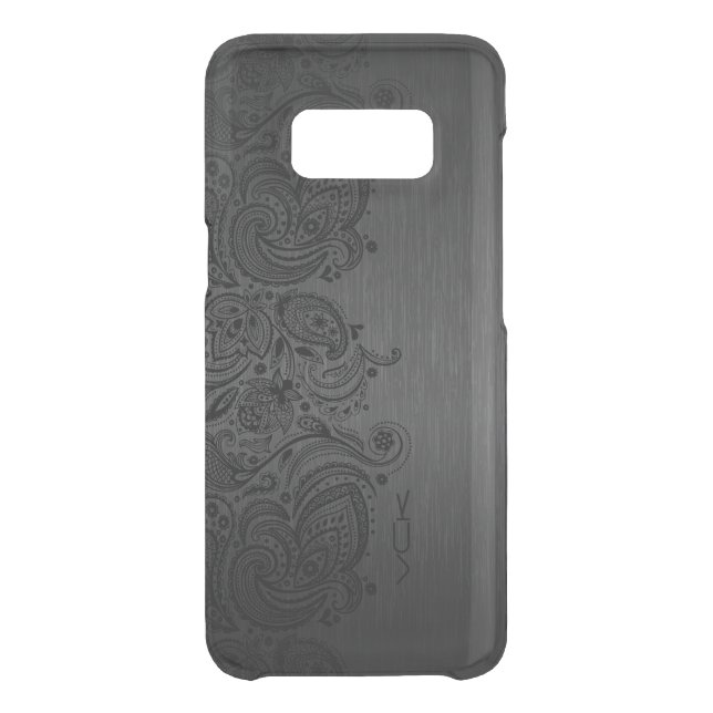 Elegant Metallic Gray & Black Paisley Lace Uncommon Samsung Galaxy Case (Back)
