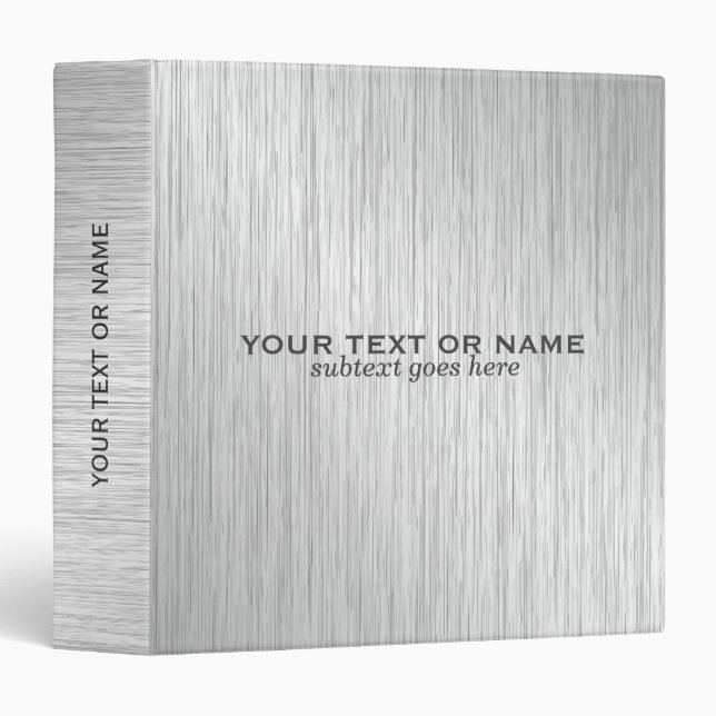 Elegant Metallic Gray Brushed Aluminum Look 2 Binder (Front/Spine)