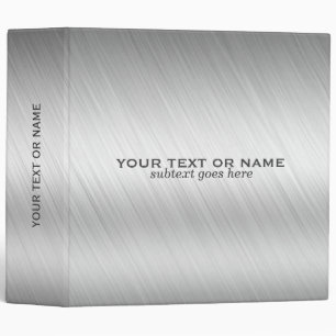 Elegant Metallic Light Gray Brushed Aluminum Look 3 Ring Binder