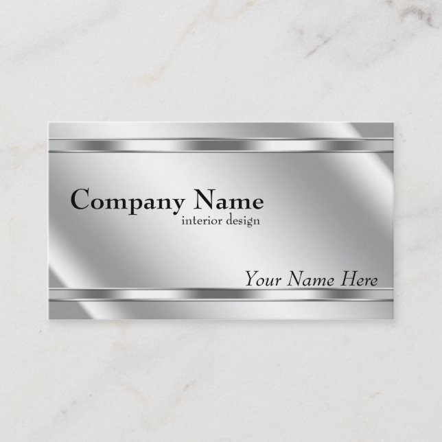 Elegant Metallic Look Shaded Platinum Business Card (Front)