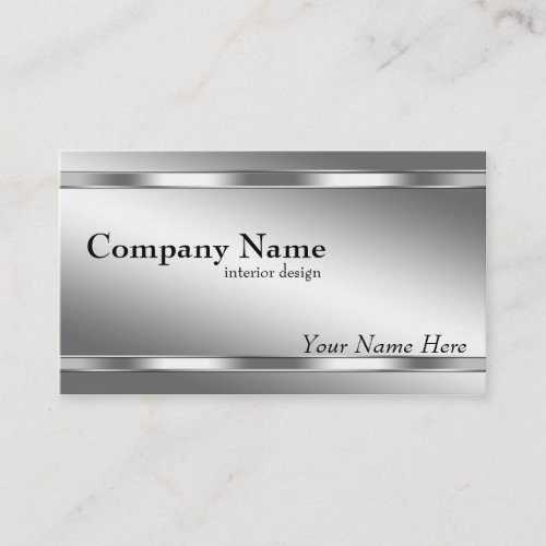 Elegant Metallic Look Shaded Silver on Silver Business Card