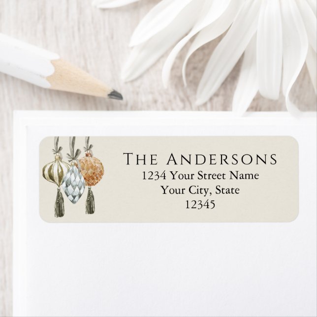 Elegant Metallic Ornaments Christmas Holiday Label (Insitu)