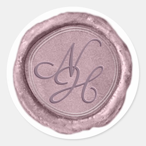 Elegant Metallic Pink Wax Seal Monogram Sticker