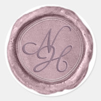 Elegant Metallic Pink Wax Seal Monogram Sticker