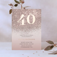 Elegant Metallic Rose Gold Glitter 40th Birthday