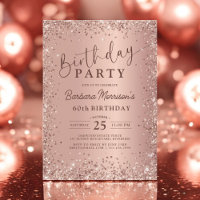 Elegant Metallic Rose Gold Glitter 60th Birthday