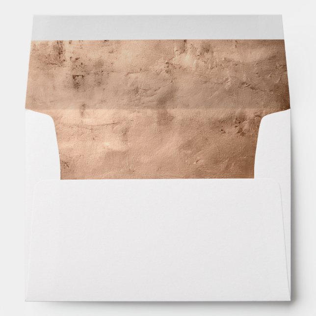 Elegant Metallic Rose Gold Texture Return Address  Envelope (Back (Bottom))