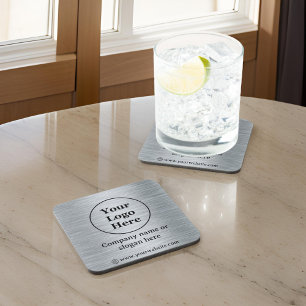 Elegant metallic silver beverage coaster