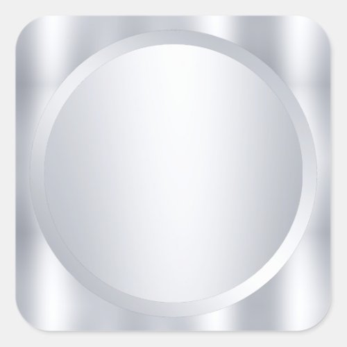 Elegant Metallic Silver Blank Modern Template Square Sticker