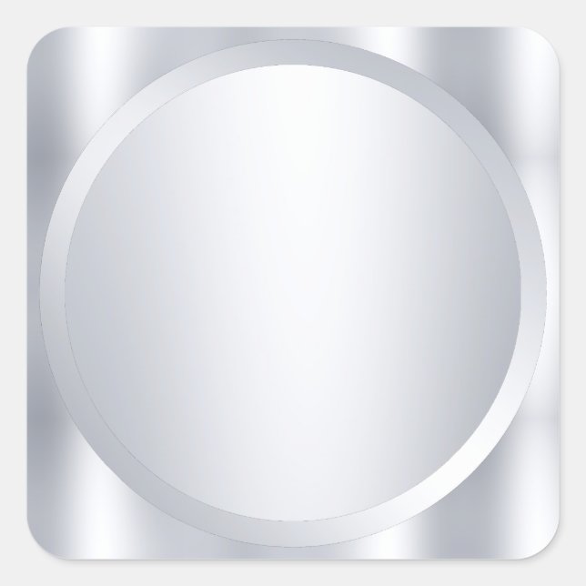 Elegant Metallic Silver Blank Modern Template Square Sticker (Front)