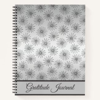 Elegant Metallic Silver Daisy Gratitude Journal