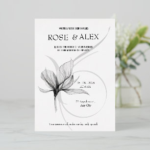 Elegant Metallic Silver Foil Floral Wedding Invita Invitation