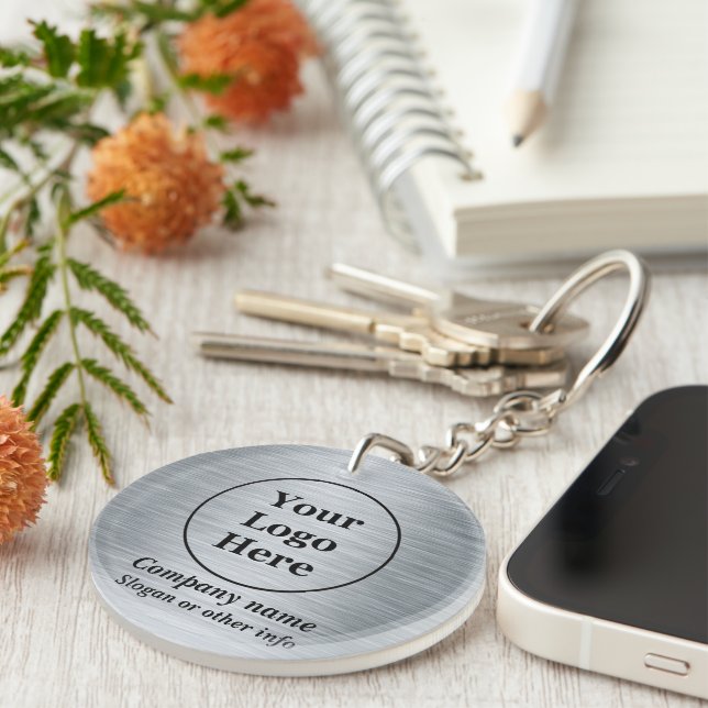 Elegant metallic silver keychain (Front Right)