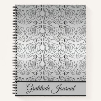 Elegant Metallic Silver Roses Gratitude Journal