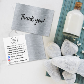 Elegant metallic silver Thank You Card