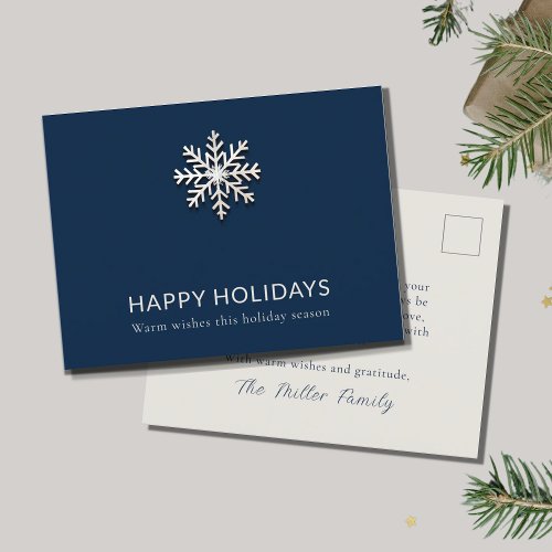 Elegant Metallic Snowflake Holiday Postcard