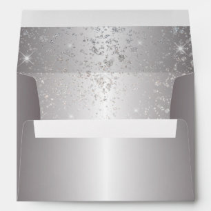 Elegant Metallic Sparkly Silver Glitter Invitation Envelope
