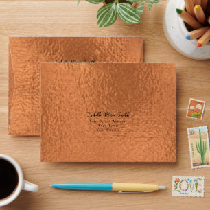 Elegant Metallic Tempered Copper Pattern Wedding Envelope