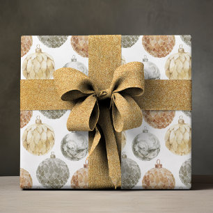 Elegant Metallic Vintage Christmas Ornaments Wrapping Paper Sheets