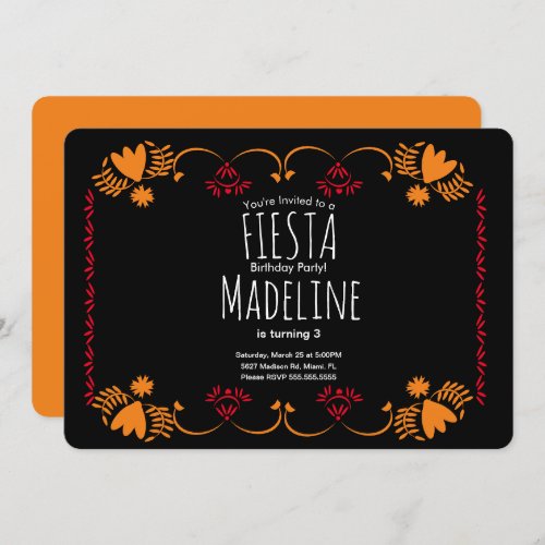 Elegant Mexican Birthday Fiesta Floral Border Invitation