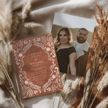 Elegant Mexican Fiesta Wedding Photo Invitation<br><div class="desc">Bring the charm of a Mexican fiesta to your big day with this elegant wedding photo invitation. Featuring papel picado details, terracotta tones, and room for your favorite engagement photo, it's the perfect way to invite guests to a romantic and colorful celebration. Matching items in our store Cava Party Designs....</div>
