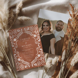 Elegant Mexican Fiesta Wedding Photo Invitation
