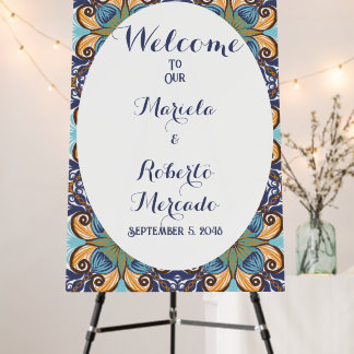 Elegant Mexican Floral Talavera Tile Wedding  Foam Board