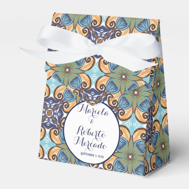 Elegant Mexican Floral Talavera Wedding  Favor Boxes (Front Side)