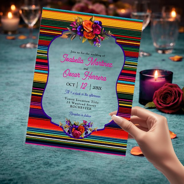 Elegant Mexican flowers acrylic wedding invitation (Creator Uploaded)