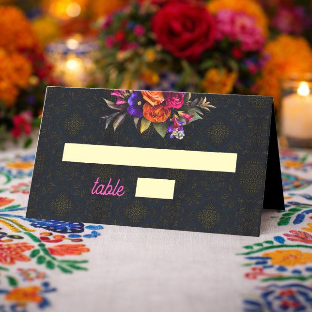 Elegant Mexican flowers wedding Place Card (Creator Uploaded)